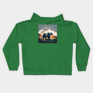 Grizzly in mountains Kids Hoodie